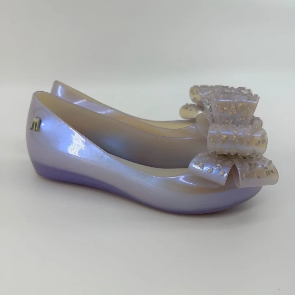 Mini Melissa Ultragirl Sweet X  Shoes with in Clear Lilac Sparkly Bow